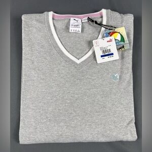 Puma Golf Sweater Arnold Palmer Umbrella Logo V-Neck XL Gray Cotton Nylon Alpaca
